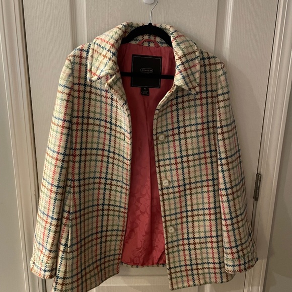 Coach Jackets & Blazers - Coach rainbow plaid wool coat